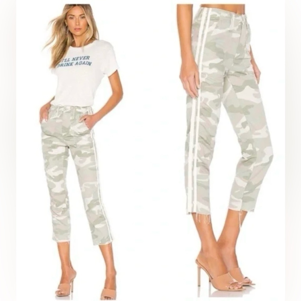 MOTHER The Shaker Chop Crop Fray Desert Print